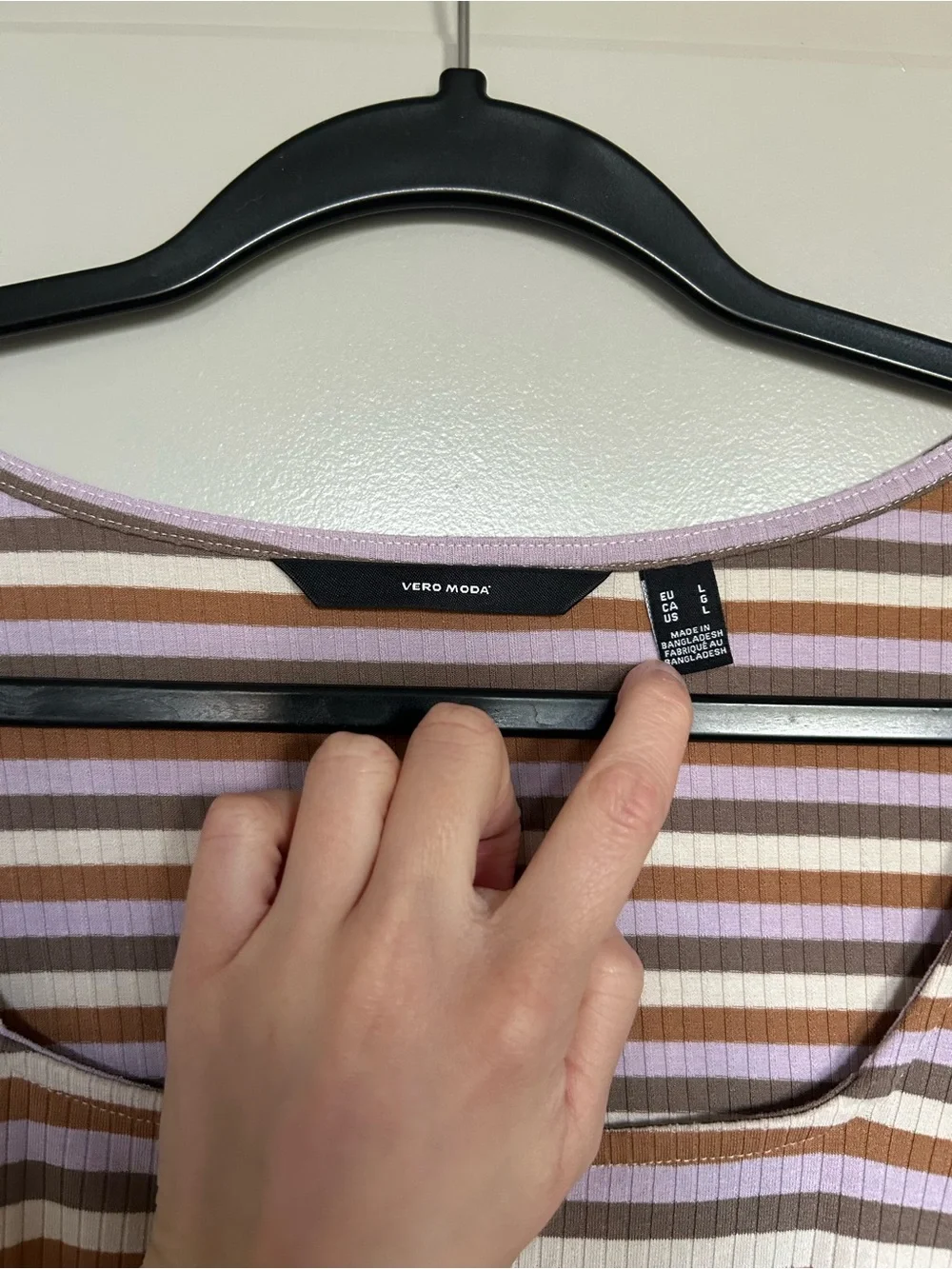 Vero Moda Beige and White Striped Square-Neck Mini Dress